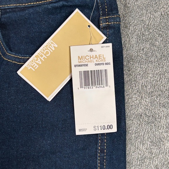 Michael Kors Denim Jeans Carmen Crop Wide Leg Blue Dark Wash Women's 8 NWT $110 - Picture 3 of 9